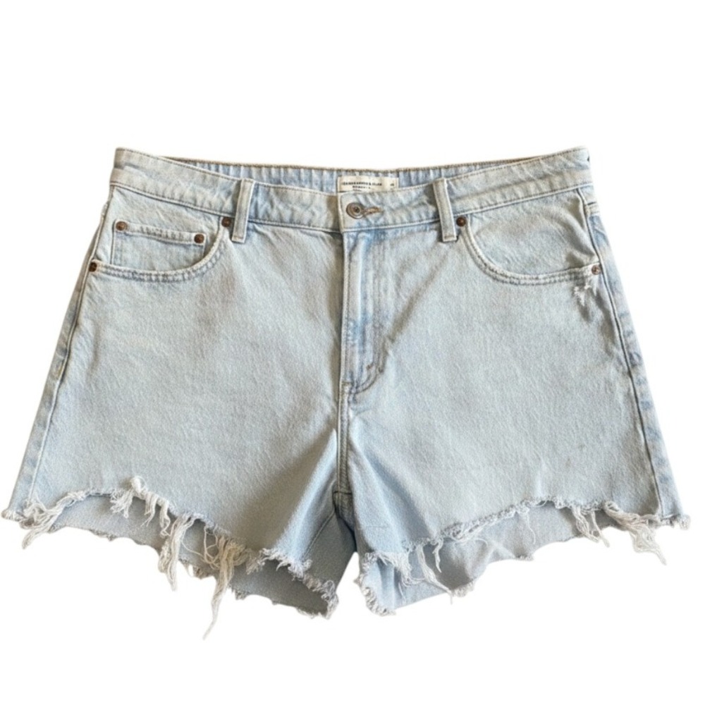 Abercrombie & Fitch The Dad Short Curve Love High Rise 33 Light Wash Denim Prep
